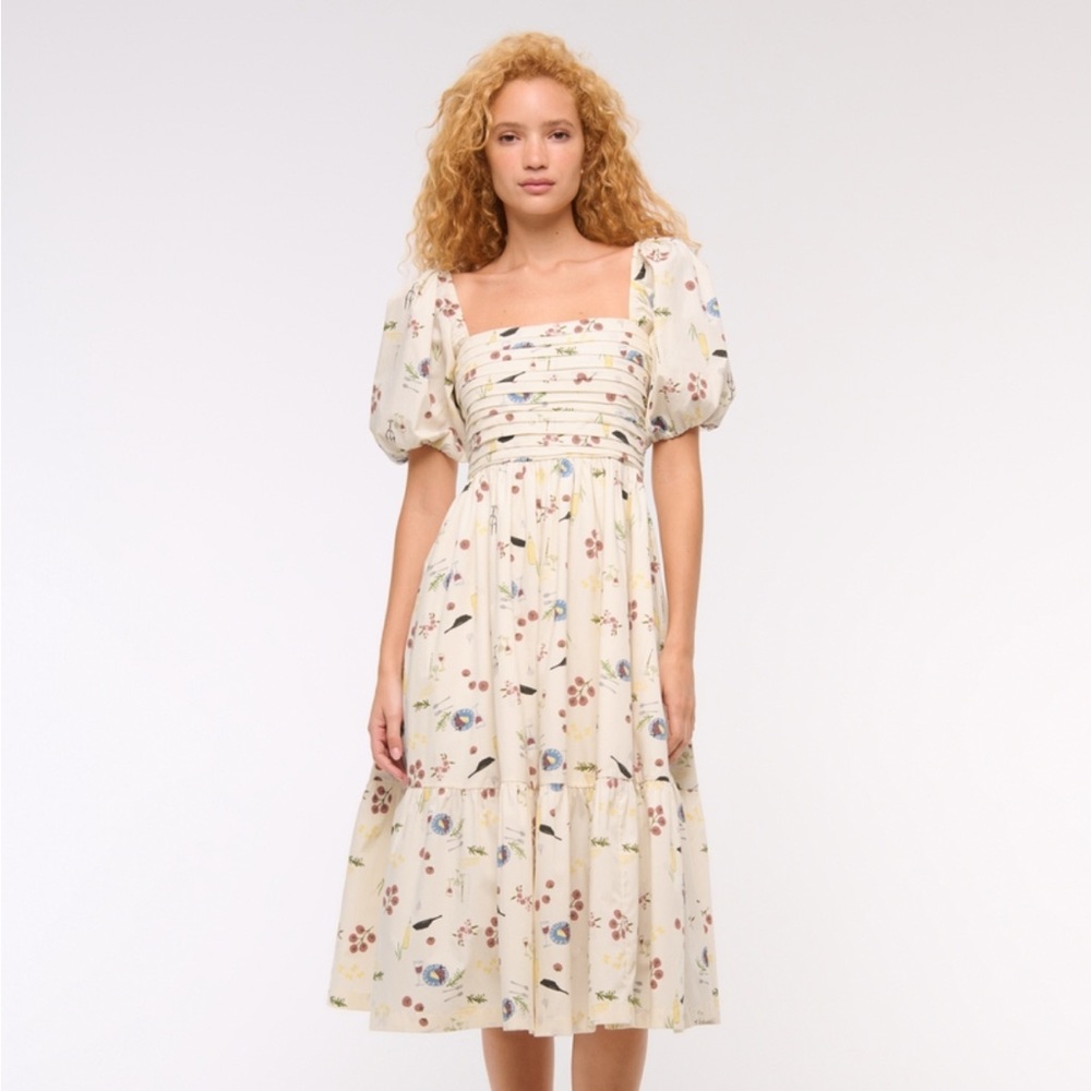 NEW Abercrombie & Fitch Cream Floral Midi Dress